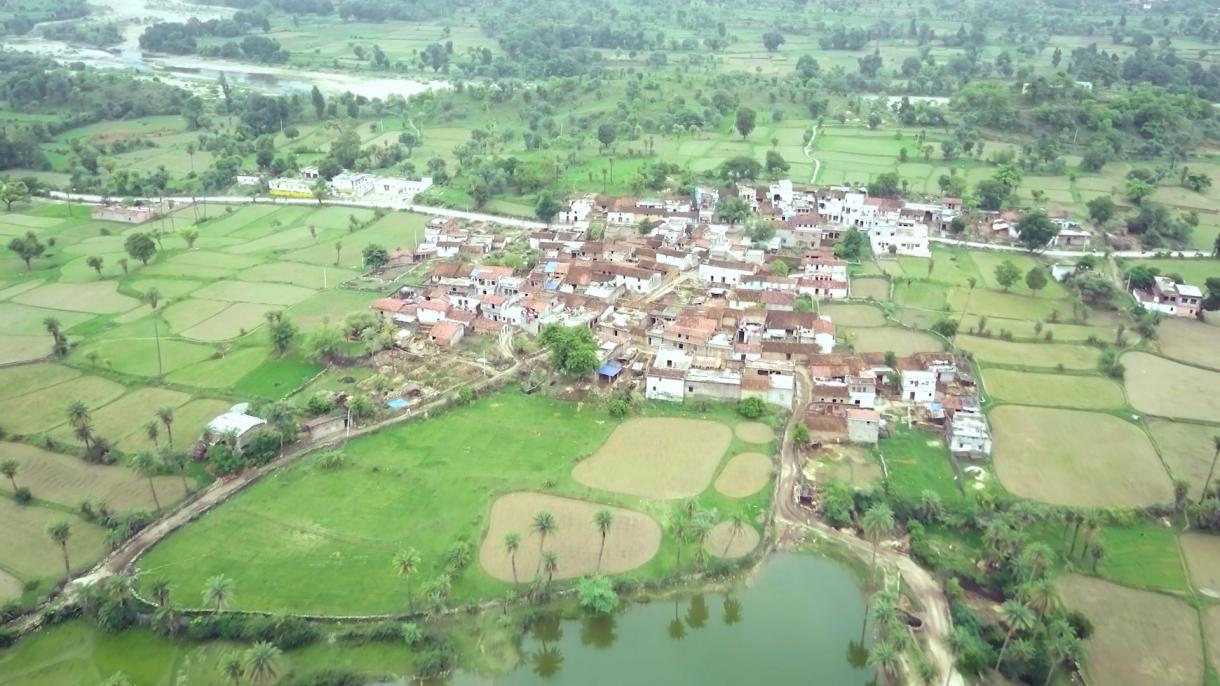 drone shot of a village in india
