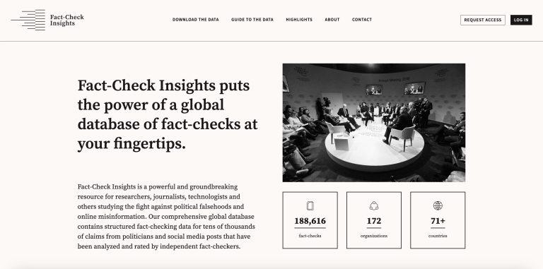 Picture of "Fact-checking insights" webpage