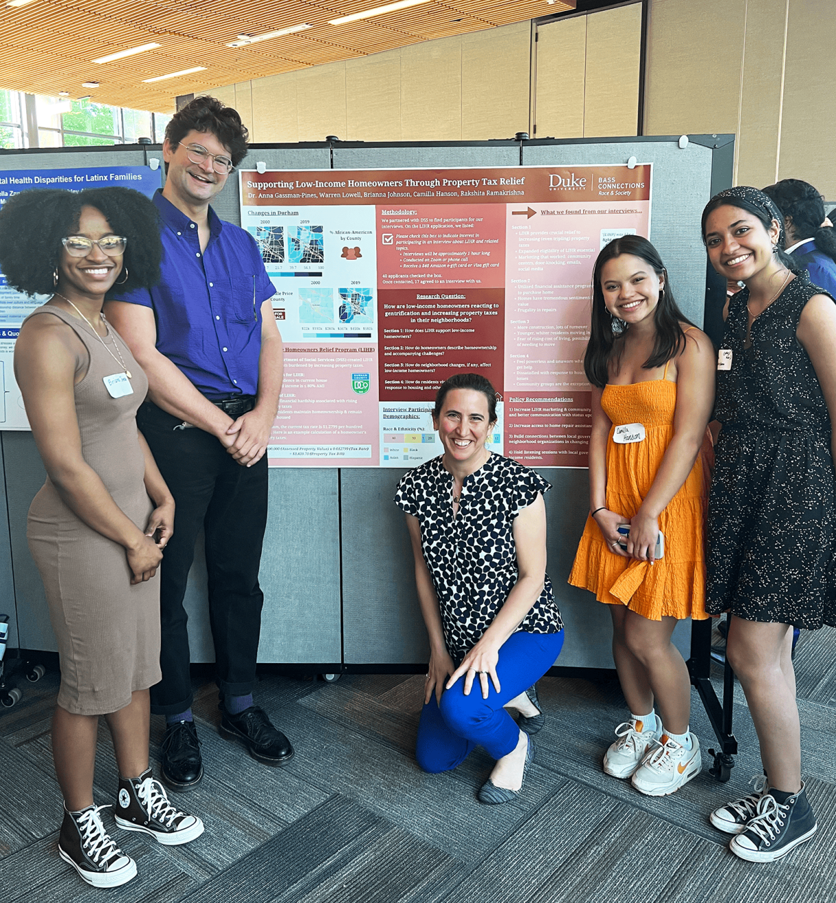 Bass Connections team with poster and professor