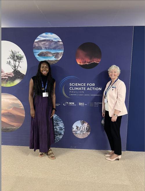 Eni Owoeye standing with her mentor, NOAA Senior Advisor for Climate, Ko Barrett 