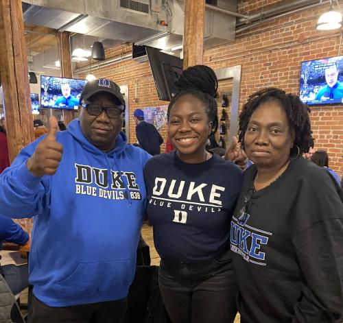group with duke attire
