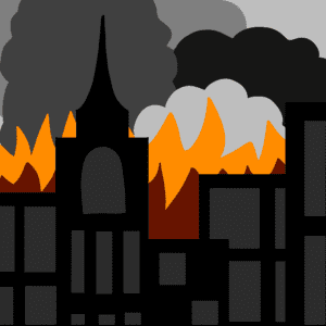 Buildings burning